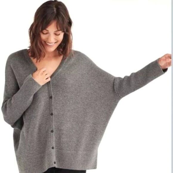 NWT VETTA Oversized Knit Cotton Cardigan 2-Way Grey Capsule Grandmacore Staple X - Picture 1 of 6